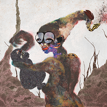 Wangechi Mutu, Second Born, 2013, 24 karat gold, collagraph, relief, digital printing, collage and hand coloring